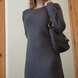 Garnet Hill Charcoal Long Sleeve Dress